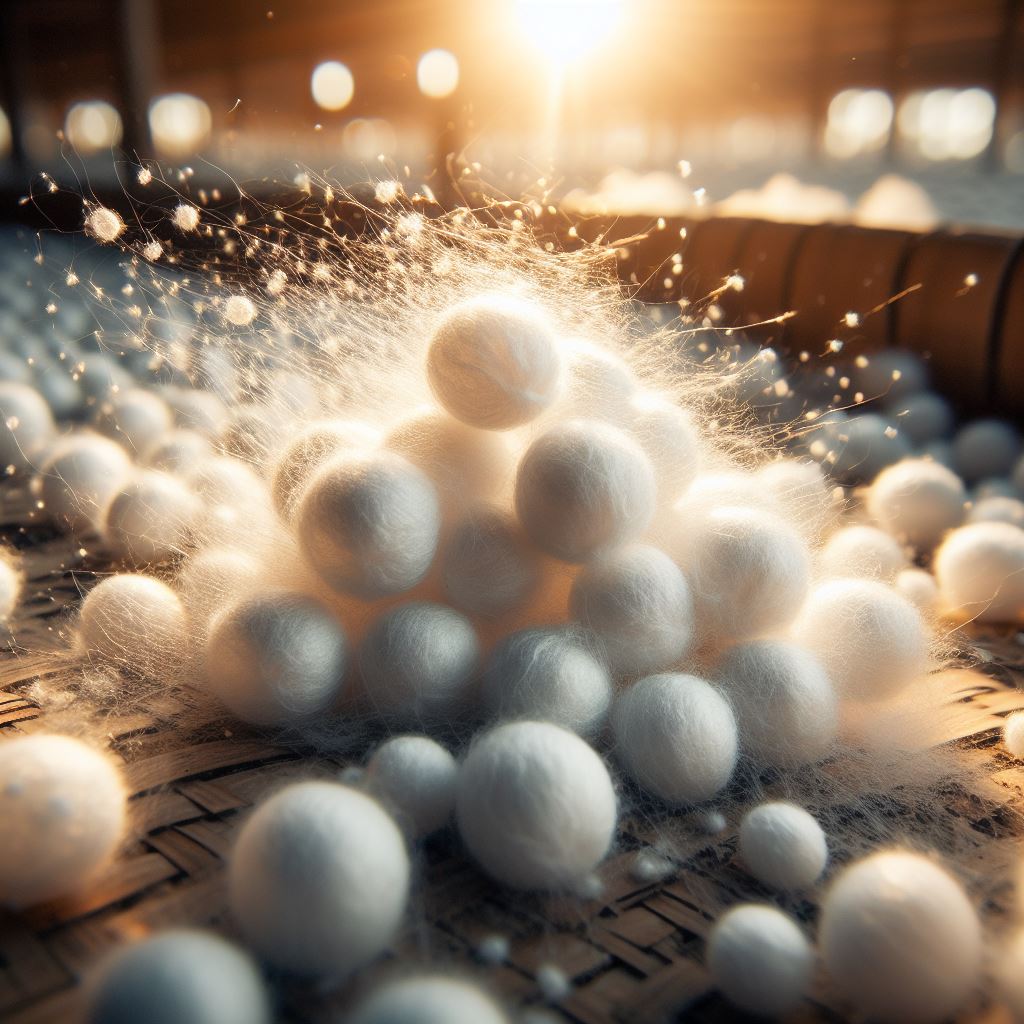 Pool filter balls being exposed to the sun