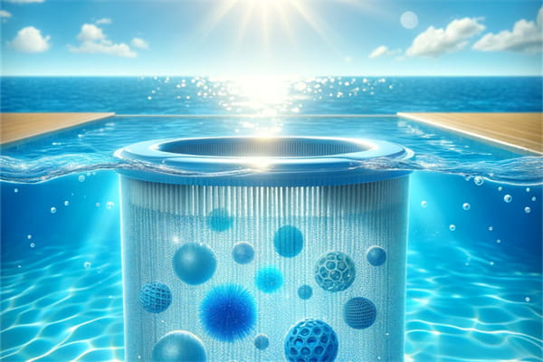 Filter balls in swimming pool